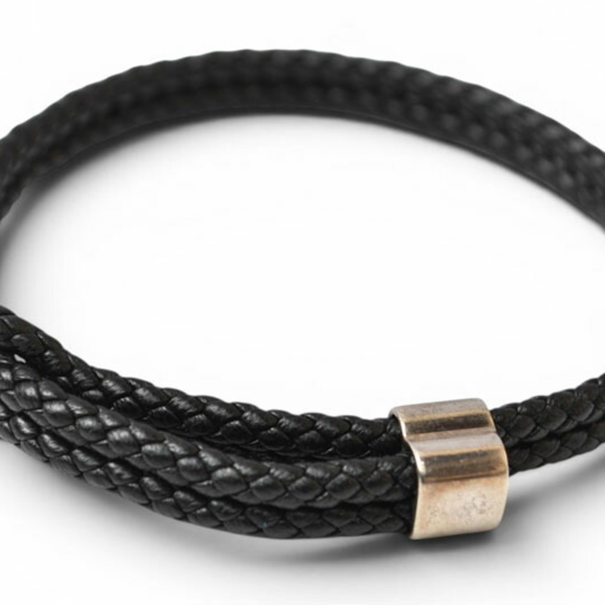 Bottega Veneta Bracelet, Intrecciato Weave, Black/Sterling Silver 925